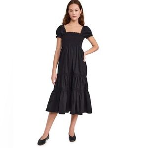 O.P.T. Square Neck Black Tiered Midi Dress Size XS